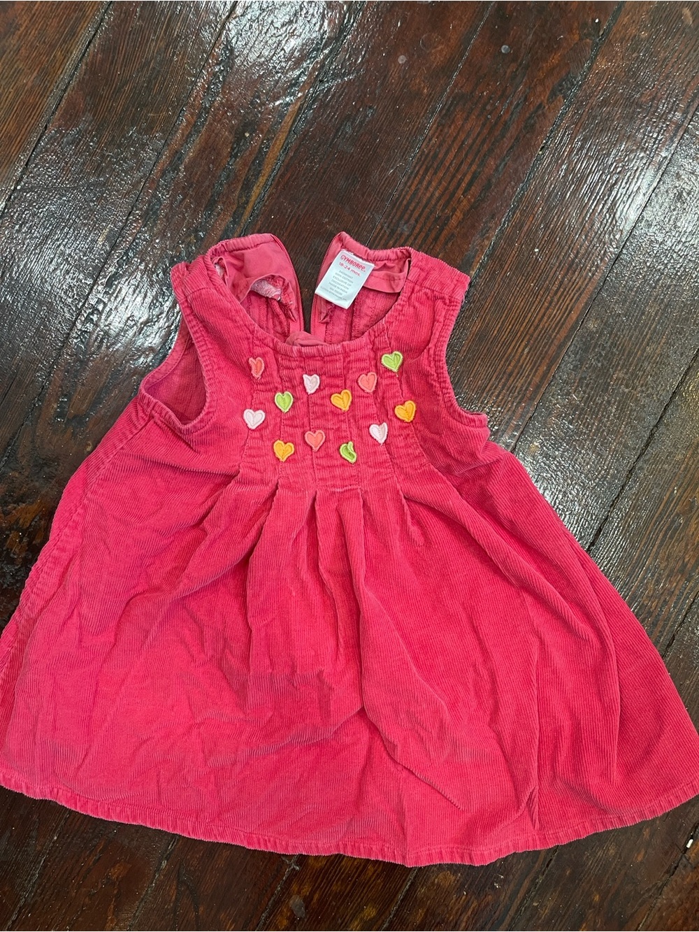 Gymboree Hot Pink Corduroy Dress with Multicolor Heart Accents